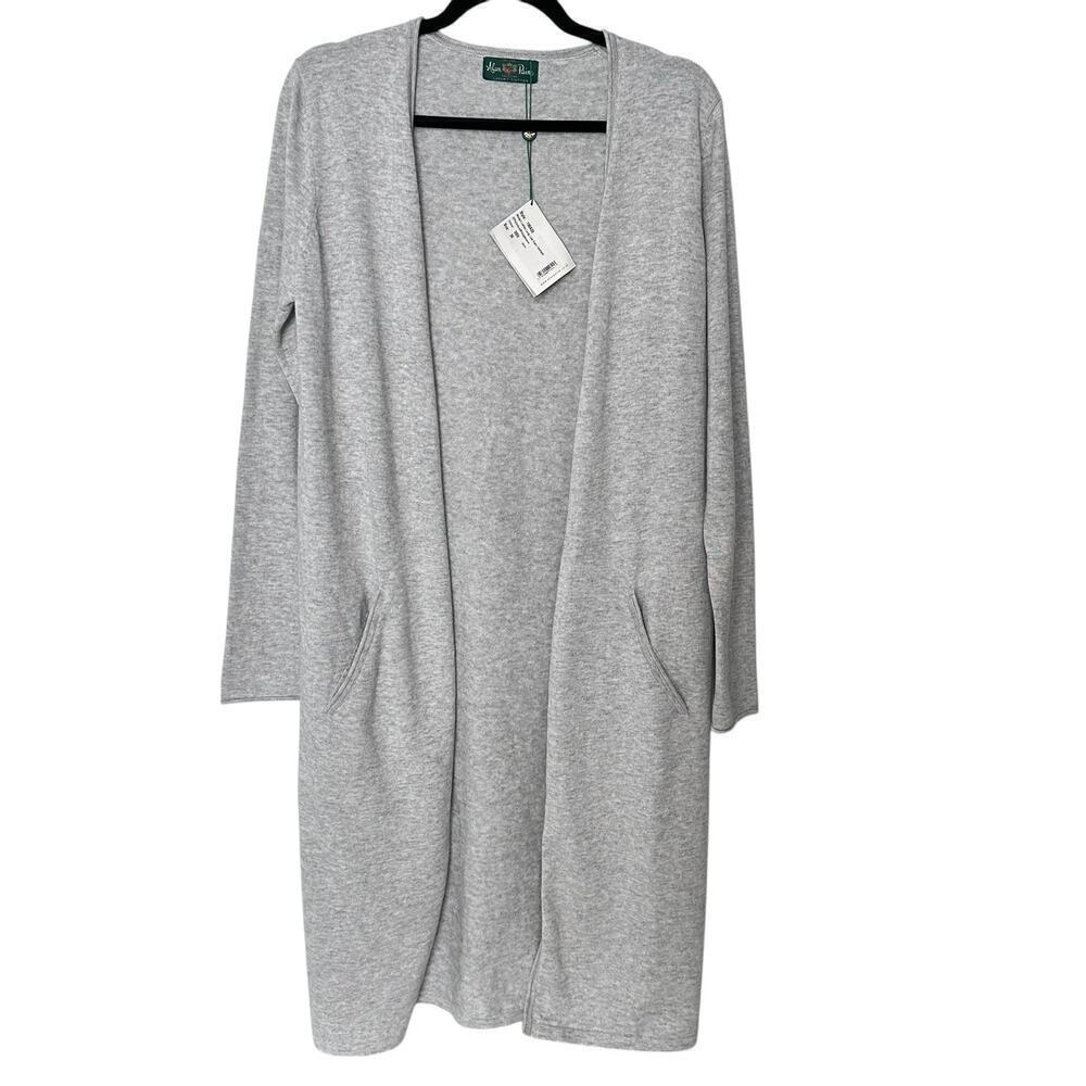 Alan Paine Margot Long Line Open Front Cotton/Cashmere Light Weight Cardigan (6)